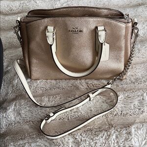 Coach Gold and Cream Satchel Bag